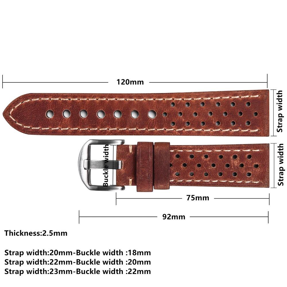 Isidore Porous Leather Rally Watch Strap With Tang buckle GR 