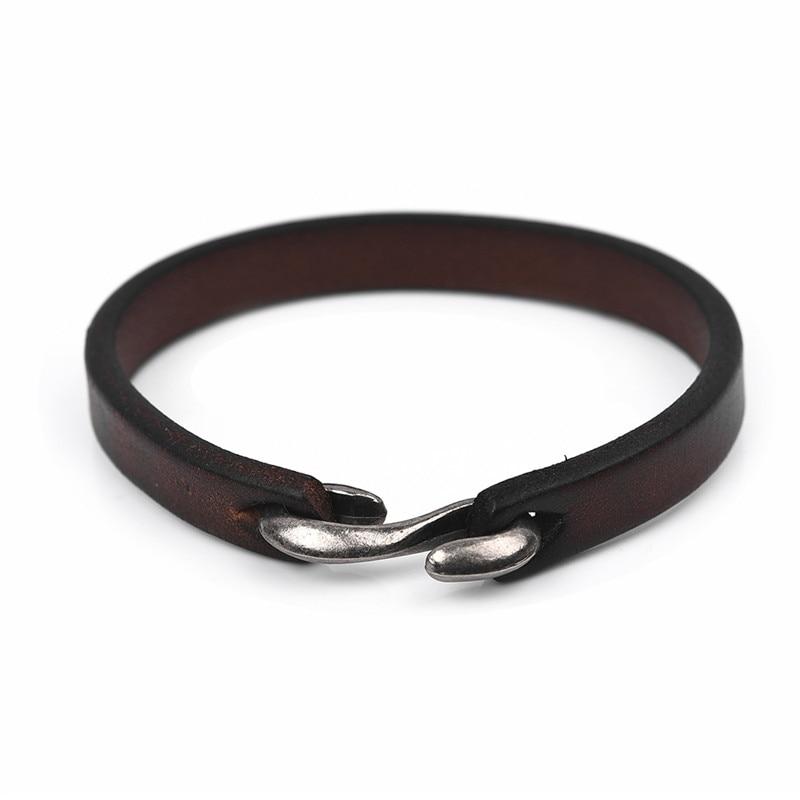 Jacob Silver-Tone Hook Leather Bracelet GR Brown 18.5cm 