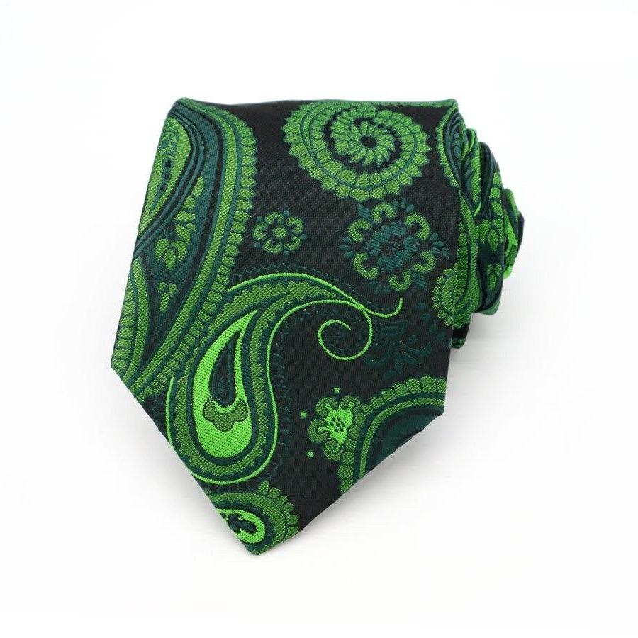 Jacquard Paisley Silk Tie GR Green 