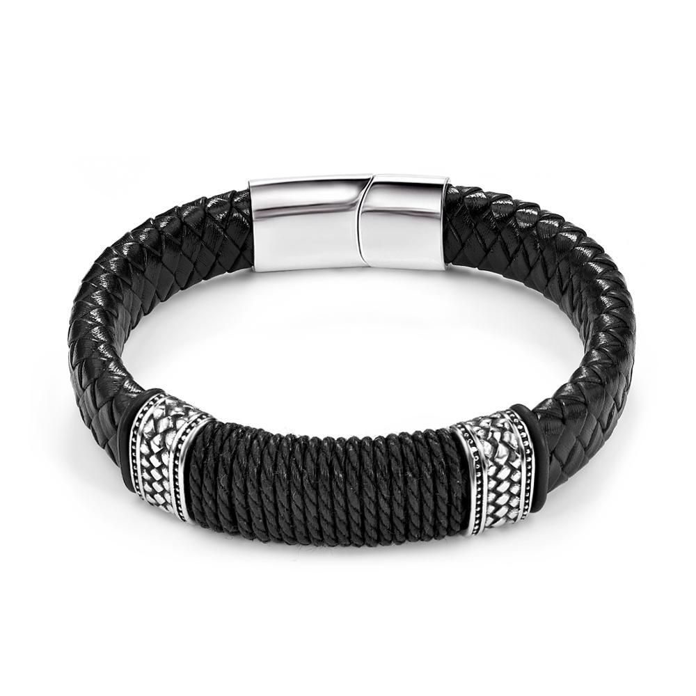 Jasper Nordic Leather Bracelet GR Black 16.5cm 
