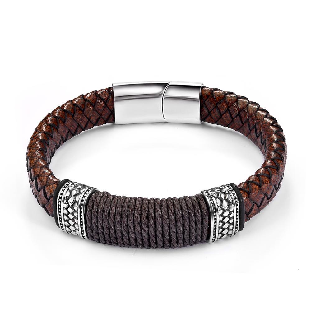 Jasper Nordic Leather Bracelet GR Brown 16.5cm 