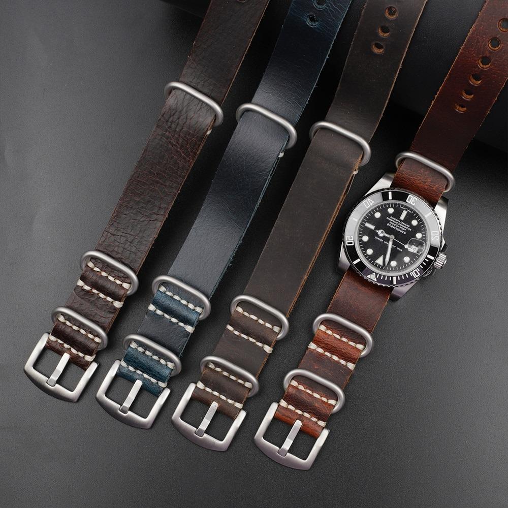 Jean-Claude Calf Leather Nato Watch Strap With Silver Tang Buckle GR 