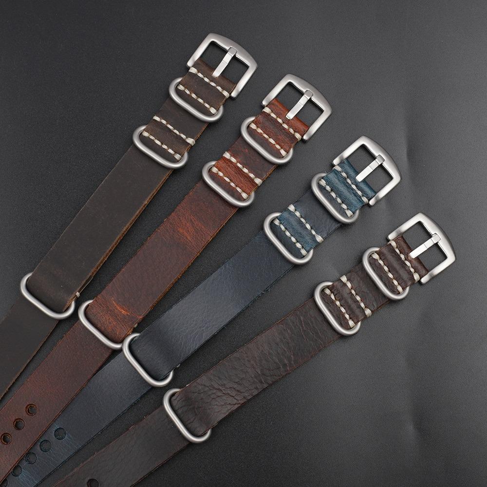 Jean-Claude Calf Leather Nato Watch Strap With Silver Tang Buckle GR 