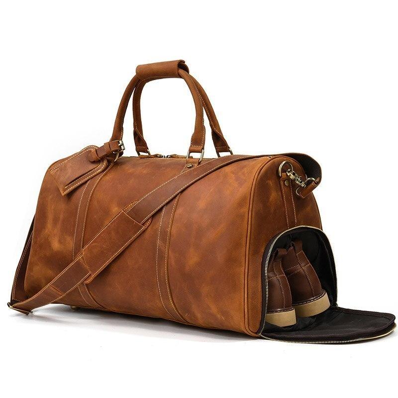 Jonathan Crazy Horse Leather Duffel Bag With Shoe Pocket GR 