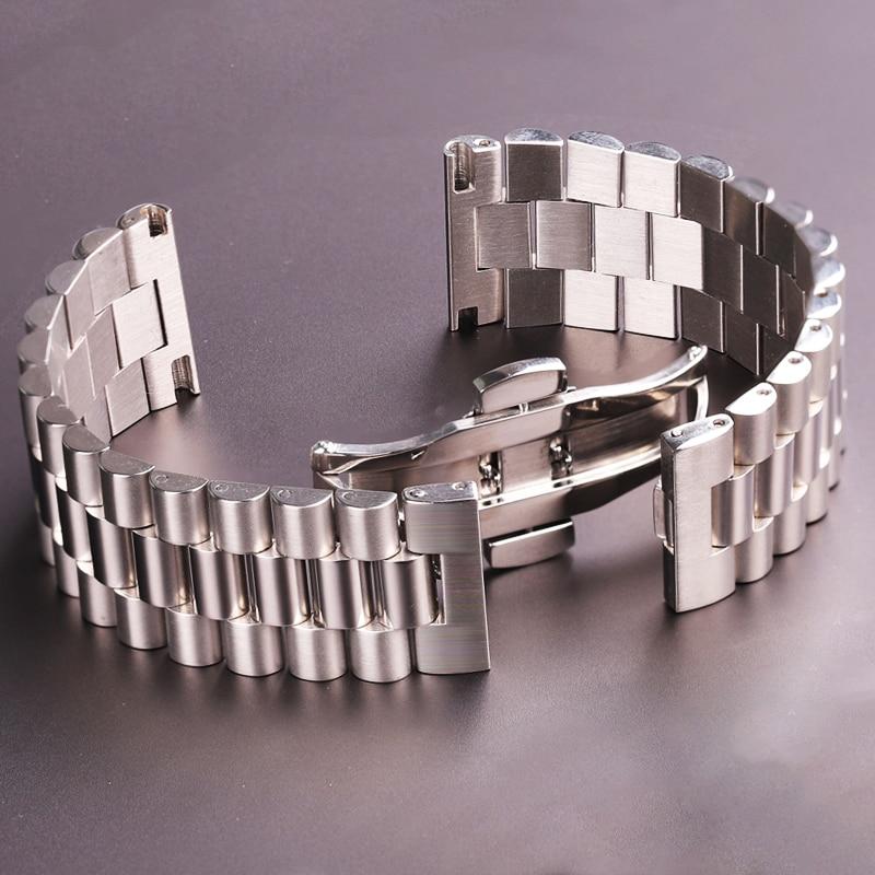 Jules Stainless Steel President Watch Bracelet With Butterfly Clasp