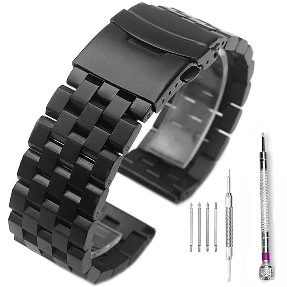 Klaus 316L Stainless Steel Engineer Watch Strap With Deployant Clasp GR Black 20mm 