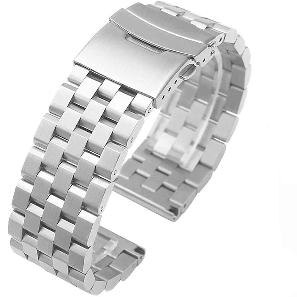 Klaus 316L Stainless Steel Engineer Watch Strap With Deployant Clasp GR silver 20mm 