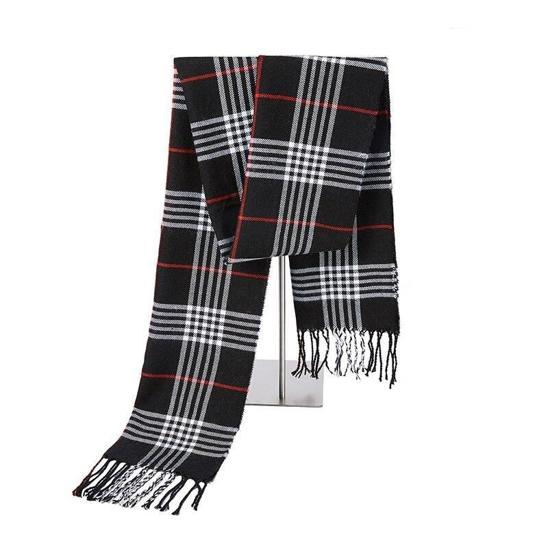 Kristoffer Cashmere Wool Tartan Plaid Scarf GR Black & Red 