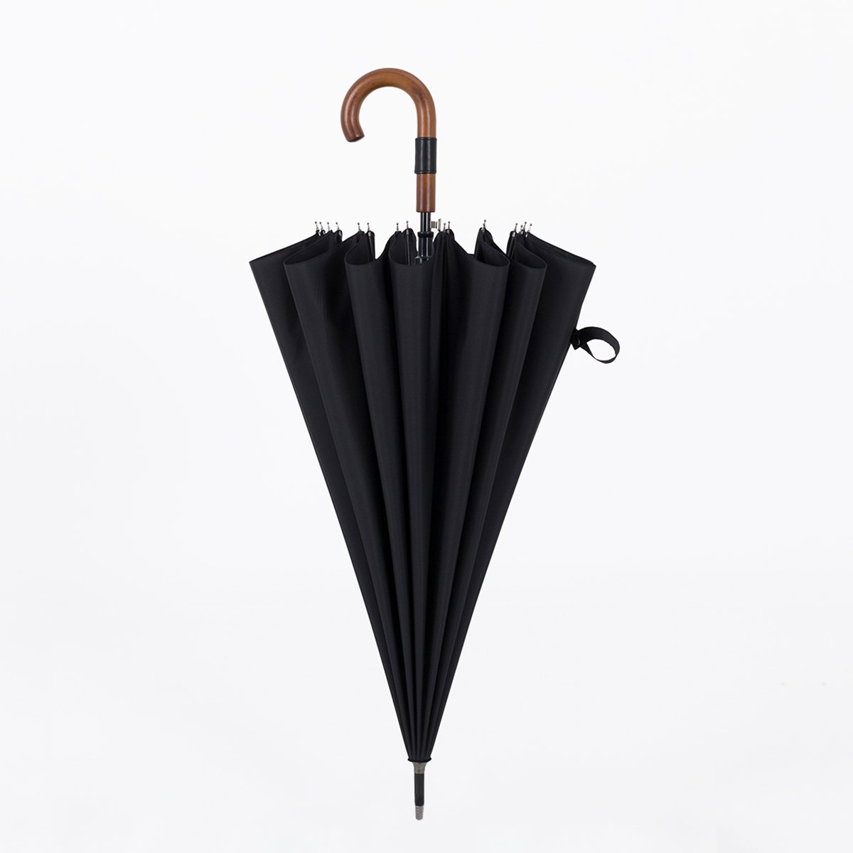 Large 120 cm Wooden Handle Premium Umbrella Parachase Black 