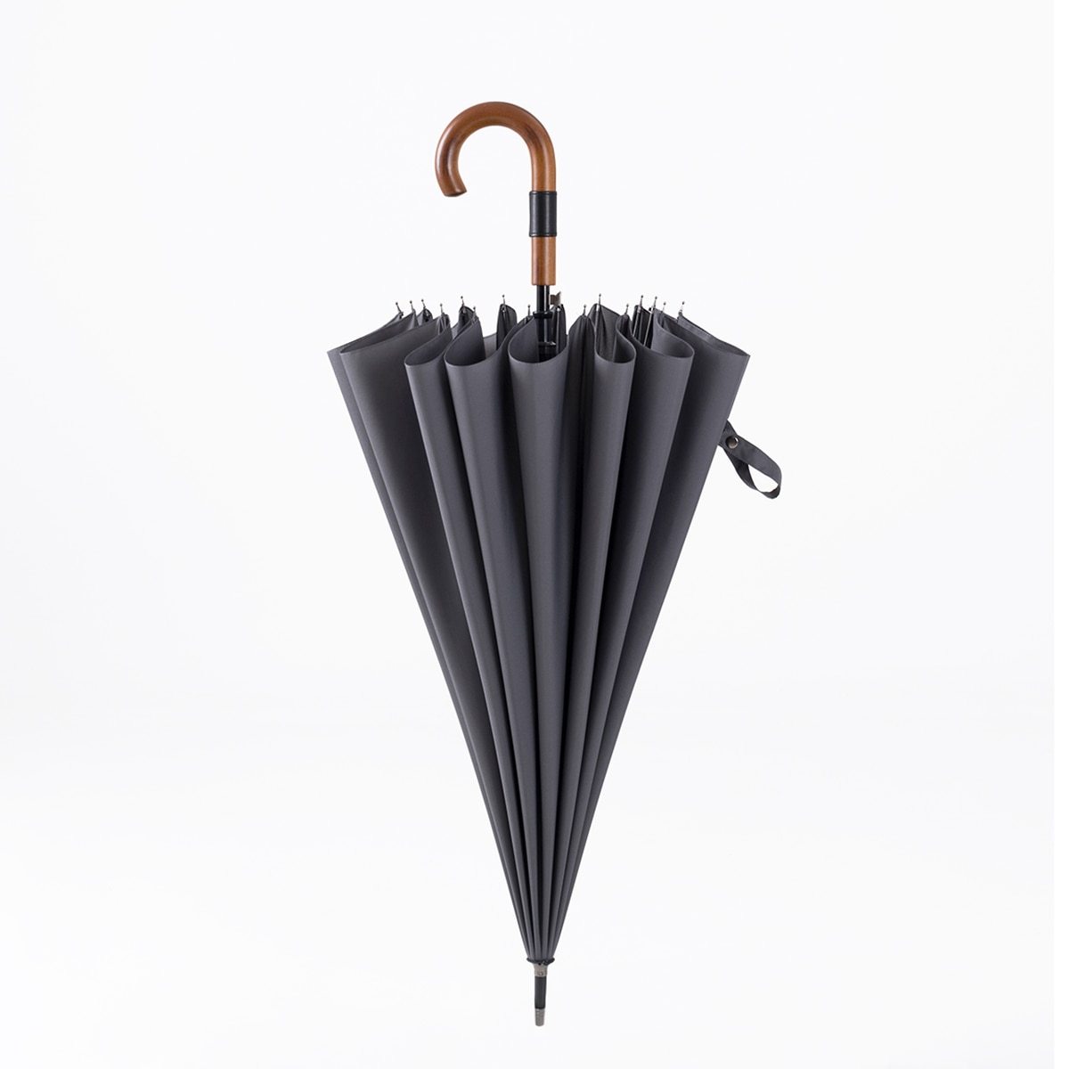 Large 120 cm Wooden Handle Premium Umbrella Parachase Gray 