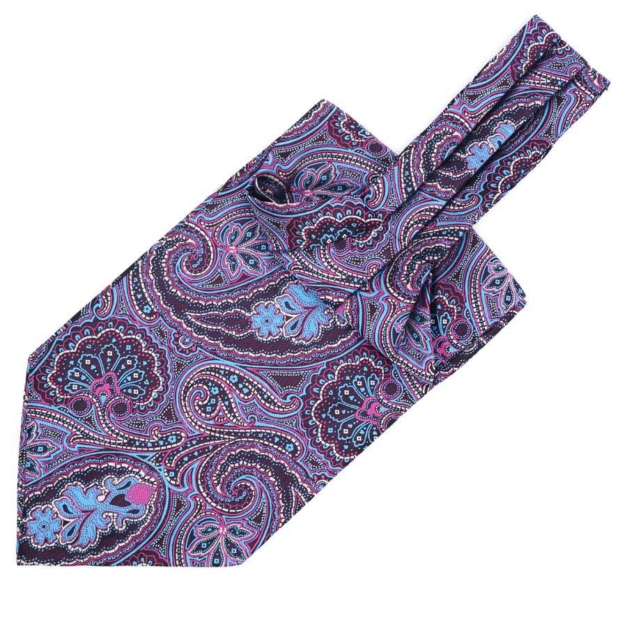 Large Teardrop Paisley Ascot Tie GR Purple 