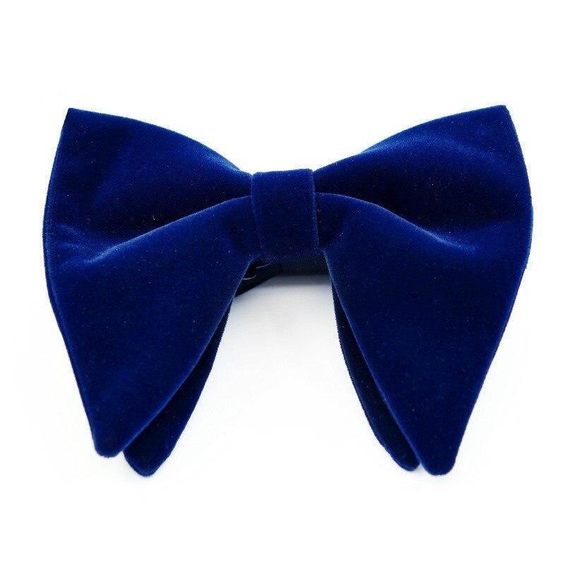 Large Velvet Bow Tie Pre-Tied GR Blue 