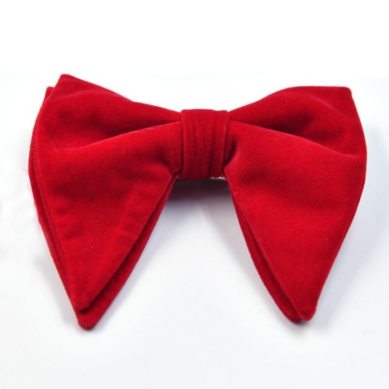 Large Velvet Bow Tie Pre-Tied GR Dark Red 