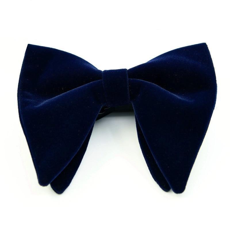 Large Velvet Bow Tie Pre-Tied GR Navy Blue 