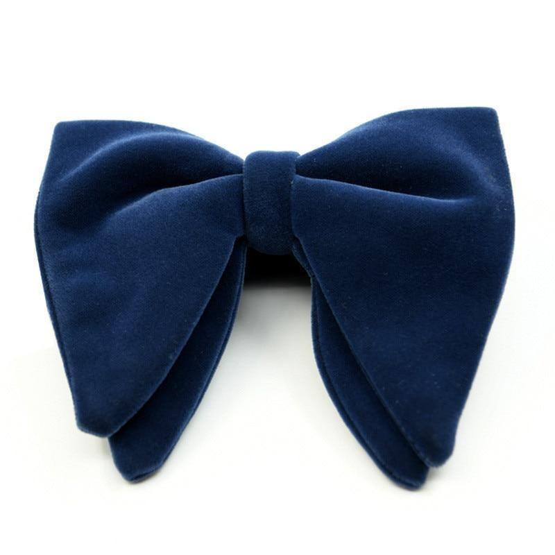 Large Velvet Bow Tie Pre-Tied GR Ocean Blue 