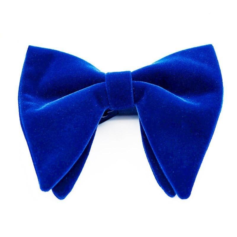 Large Velvet Bow Tie Pre-Tied GR Royal Blue 