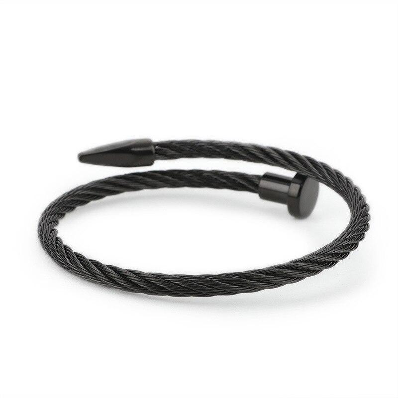 Lars Nail Light Metal Cuff Bracelet GR Black 56mm 
