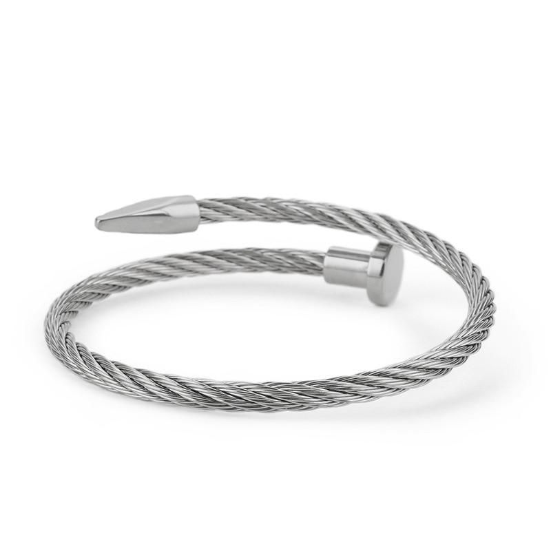 Lars Nail Light Metal Cuff Bracelet GR Silver 56mm 