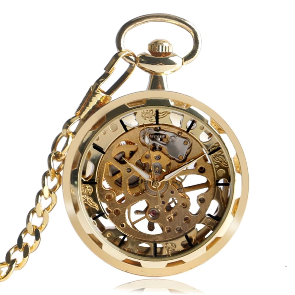 Leonardo Mechanical Skeleton Pocket Watch GR Golden 