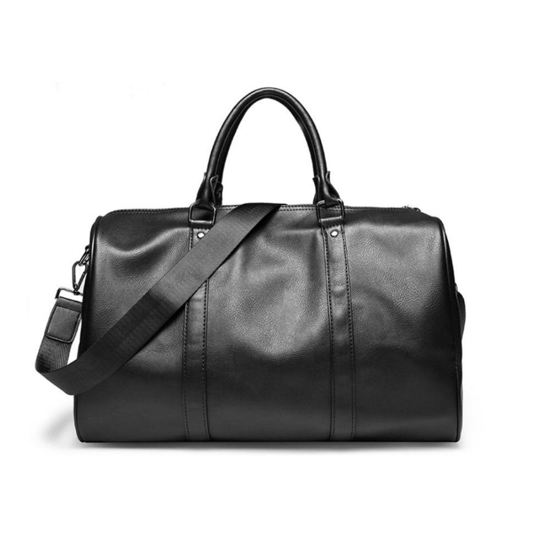 Lewis Minimalist Leather Duffel Bag GR Black 41cm 