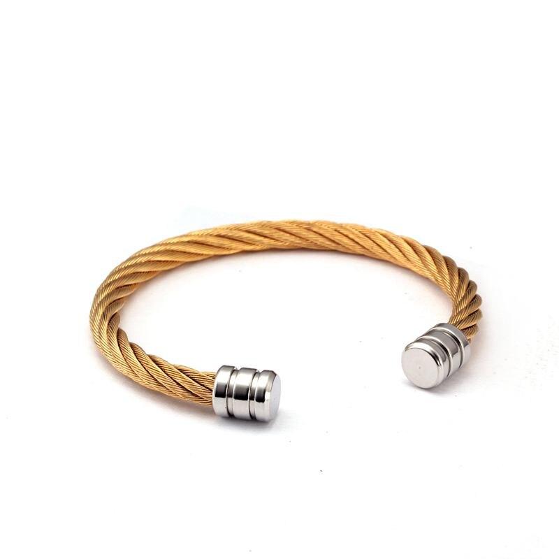 Livigno Gold-Tone Cuff Bracelet GR Solid Golden 17-20cm 