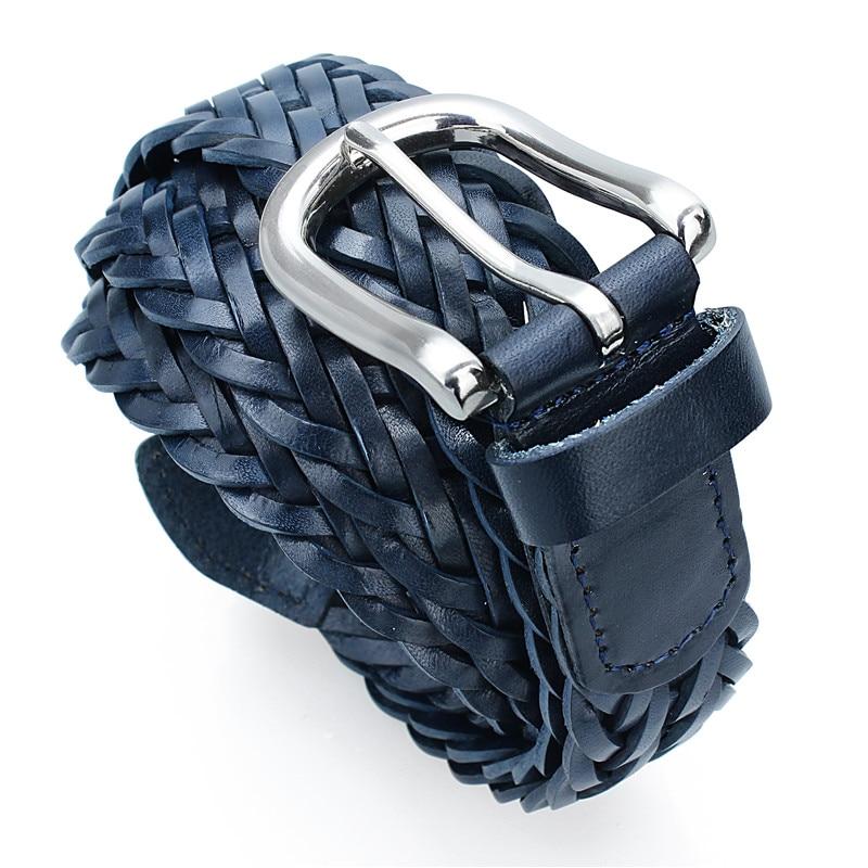 Lorenzo Braided Leather Belt GR Blue 100cm 