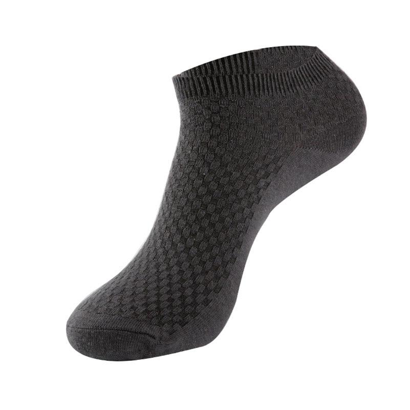 Low Bamboo Fiber Ankle Socks 5 pairs Set GR Dark Grey 
