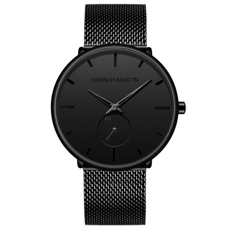 Lucas Classic Men Watch With Black Milanese Strap Hannah Martin Grey Details 