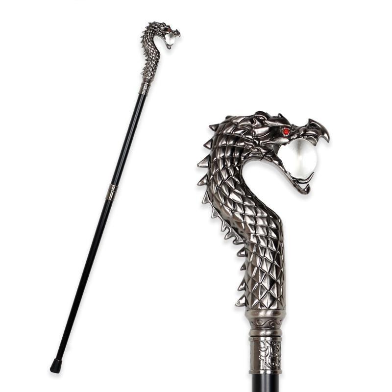 Lucas Wooden Walking Stick With Dragon Handle GR Ancient Silver 