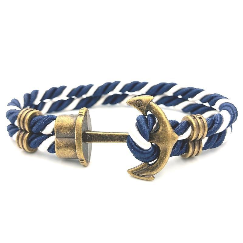 Luigi Anchor Striped Rope Bracelet GR Bronze 