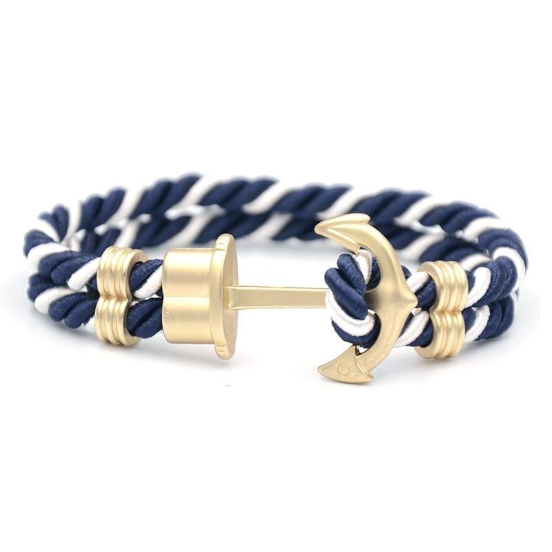 Luigi Anchor Striped Rope Bracelet GR Golden 