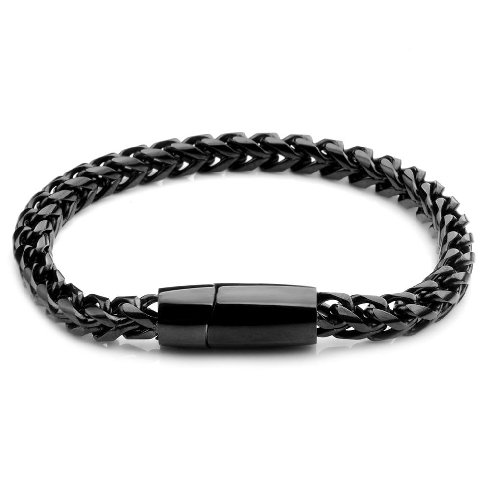 Magnus Stainless Steel Polished Cuff Bracelet GR Black 20.5cm 