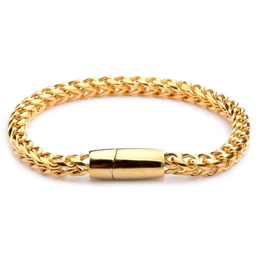 Magnus Stainless Steel Polished Cuff Bracelet GR Gold 20.5cm 