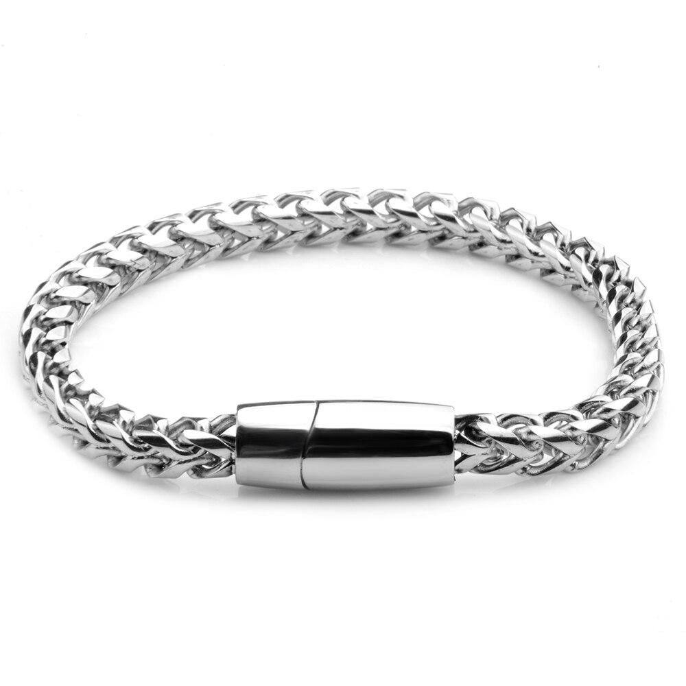 Magnus Stainless Steel Polished Cuff Bracelet GR Silver 20.5cm 