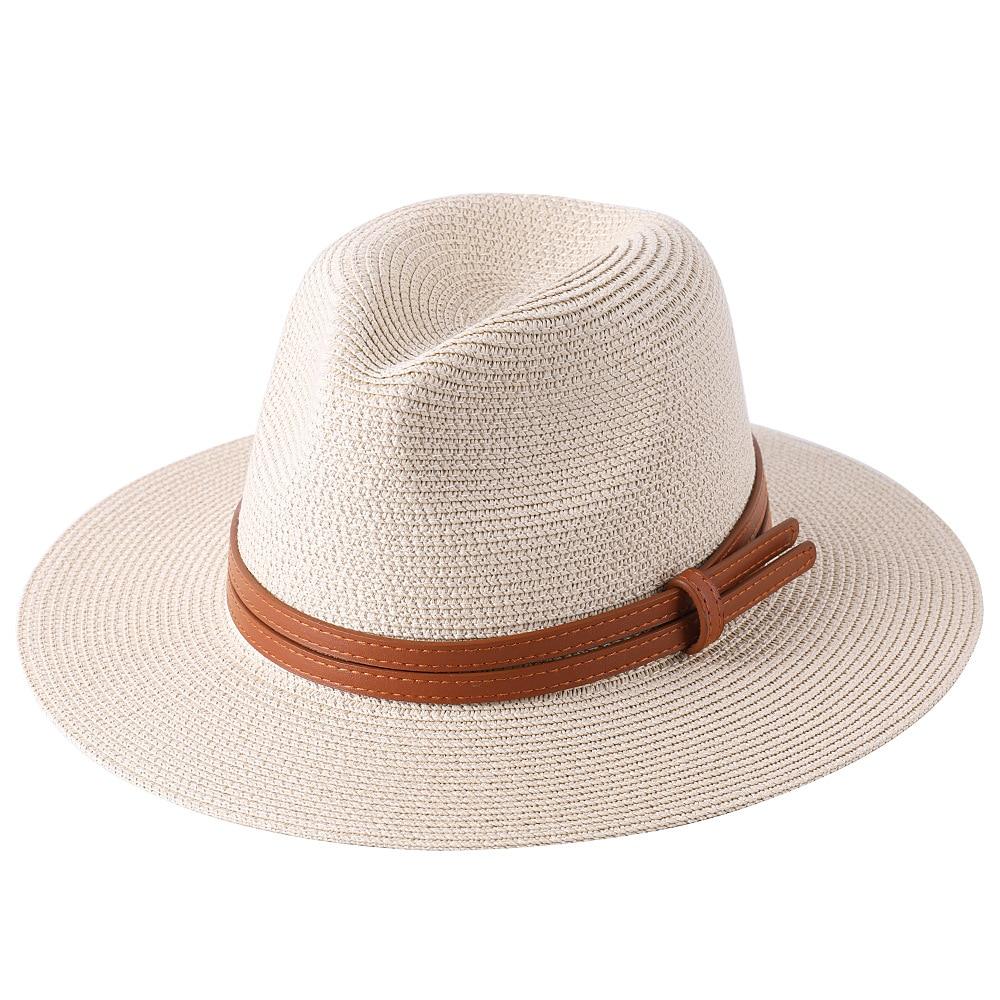Malaga Panama Hat With Leather Band GR Beige 56-58cm 