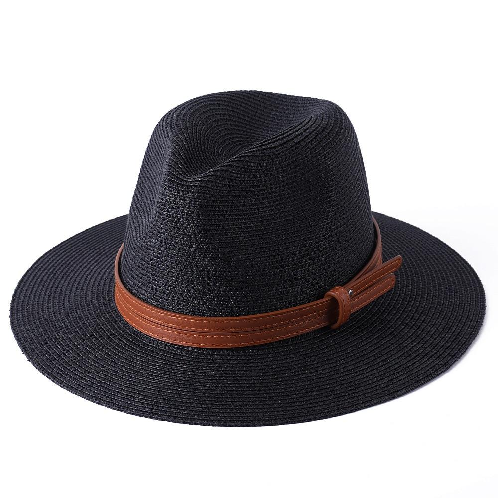 Malaga Panama Hat With Leather Band GR BLACK 56-58cm 