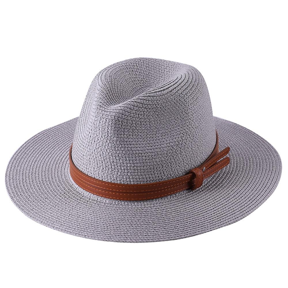 Malaga Panama Hat With Leather Band GR Gray 56-58cm 