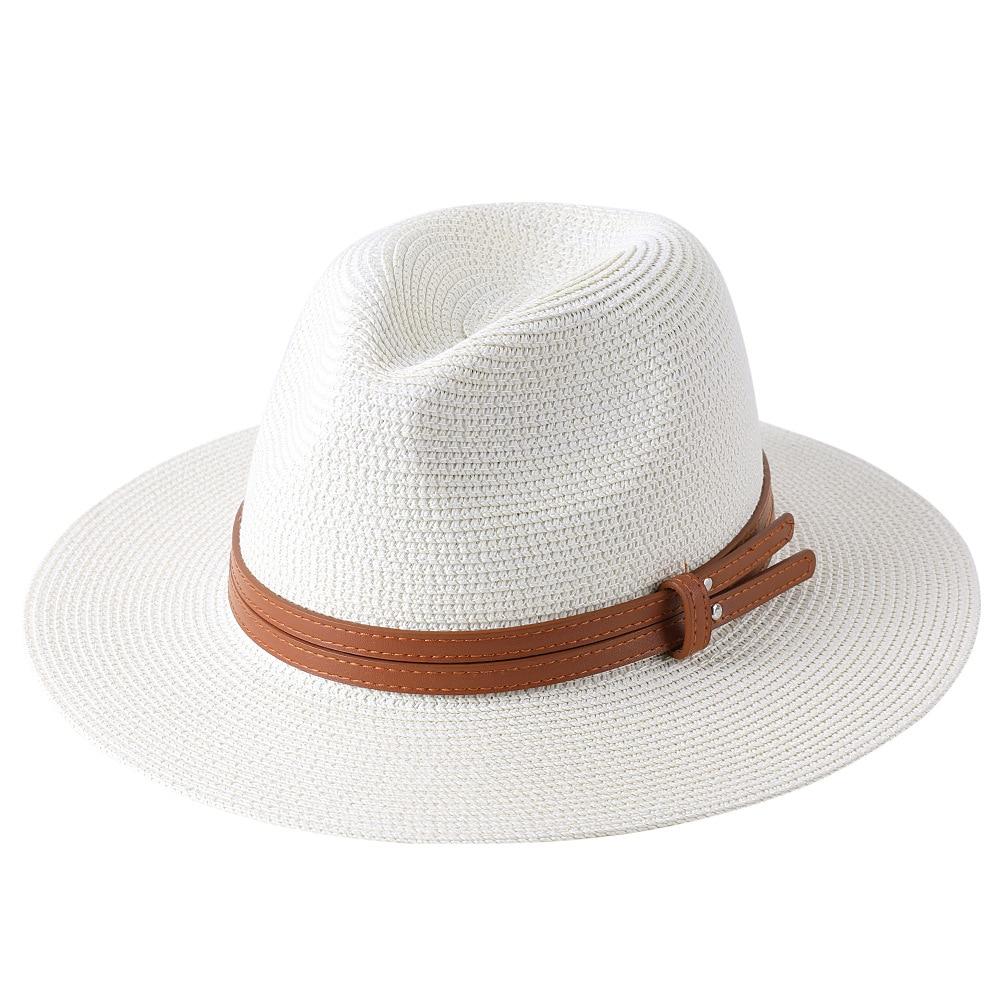 Malaga Panama Hat With Leather Band GR Milky white 56-58cm 