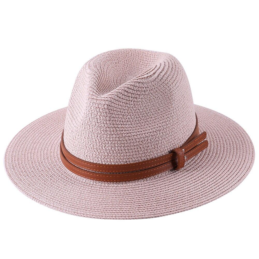 Malaga Panama Hat With Leather Band GR Pink 56-58cm 
