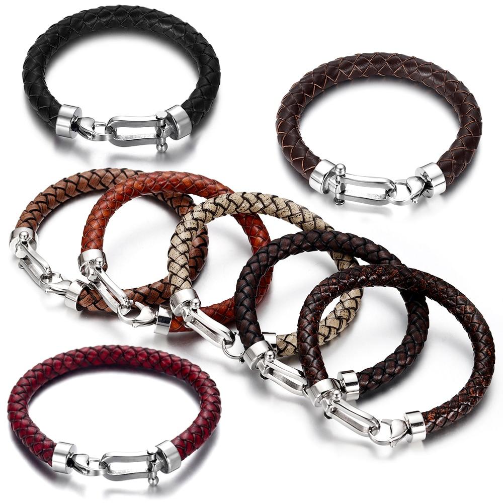 Marcus 316L Stainless Steel Braided Leather Bracelet GR 