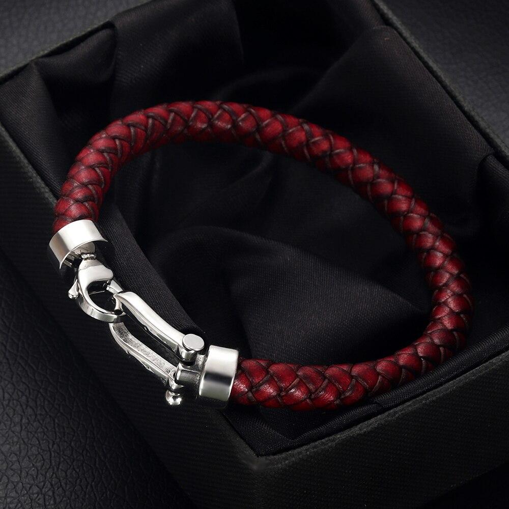 Marcus 316L Stainless Steel Braided Leather Bracelet GR 