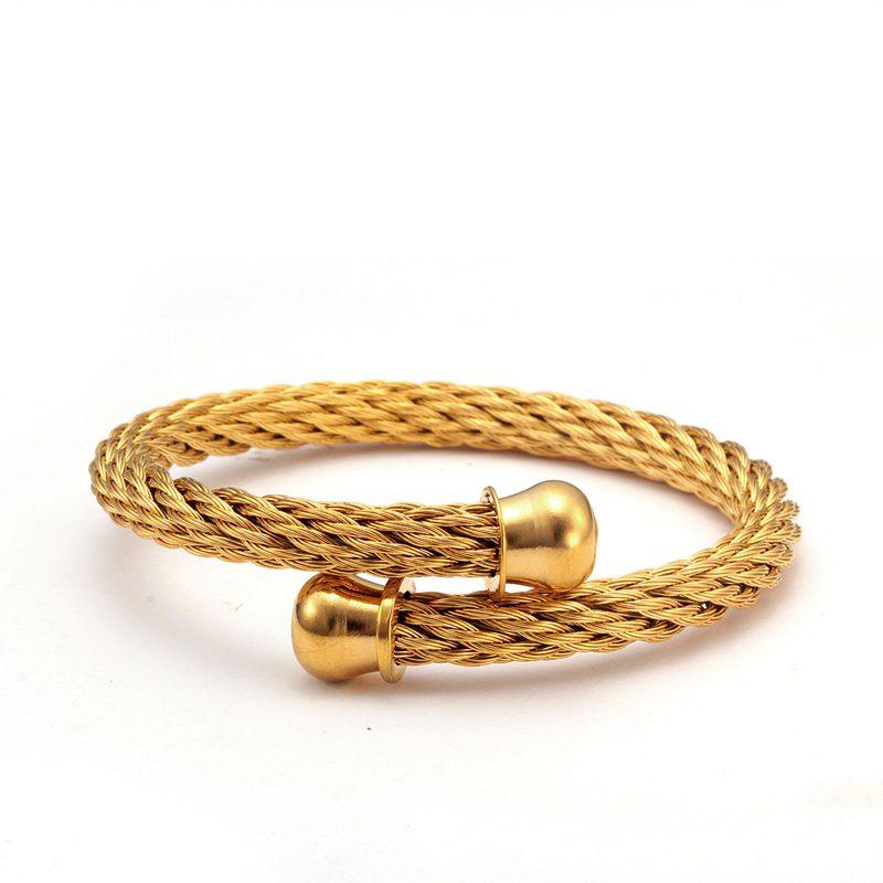 Marcus Minimalist Metal Braided Cuff Bracelet GR Gold 