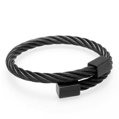 Mario Stainless Steel Cuff Bracelet GR Black 17-21cm 