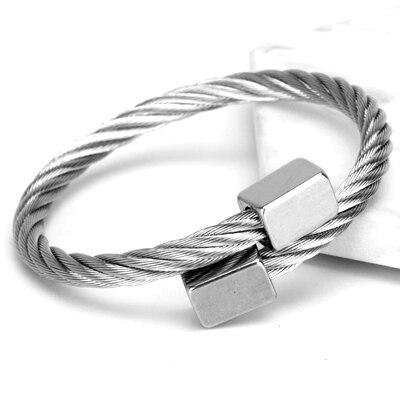 Mario Stainless Steel Cuff Bracelet GR Silver 17-21cm 
