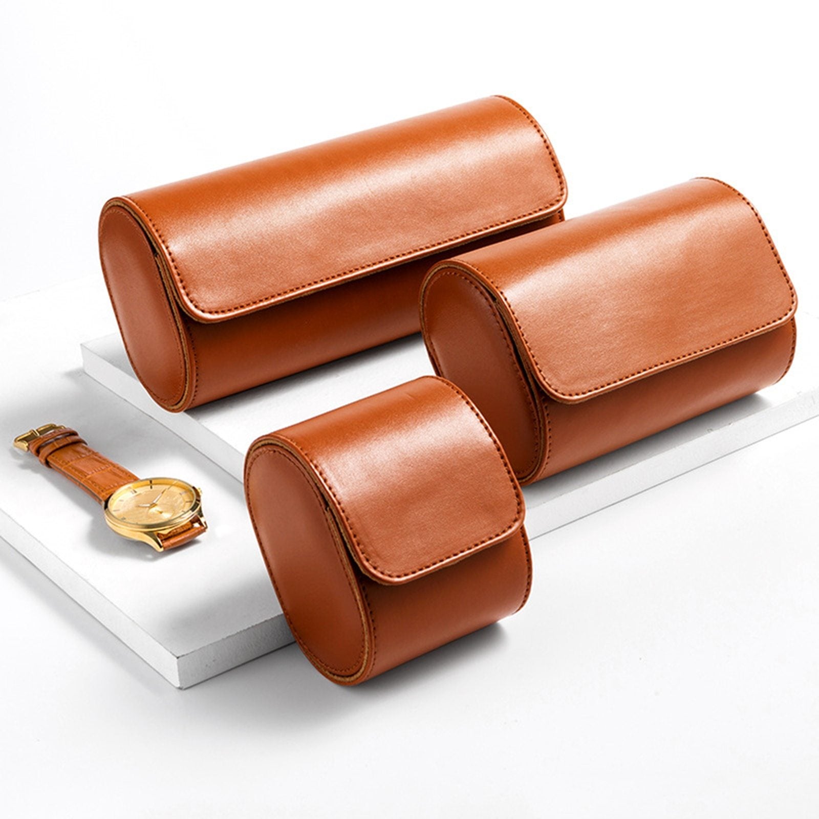 Mathis Leather Travel Watch Roll Case 1-3 Slots GR 