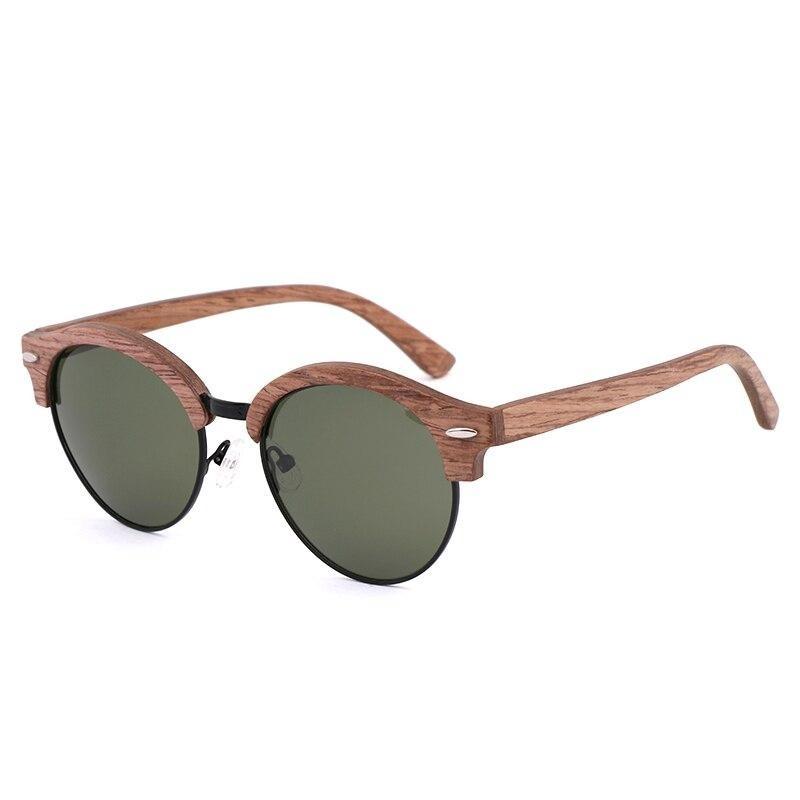 Matteo Round Wooden Polarized Sunglasses Bamboo 