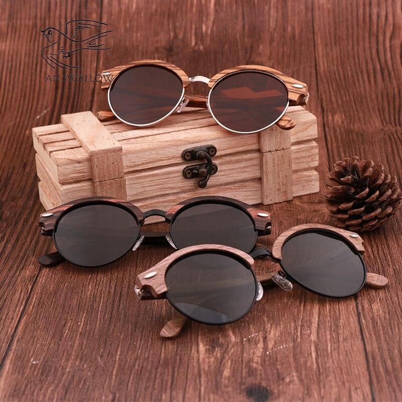 Matteo Round Wooden Polarized Sunglasses Bamboo 
