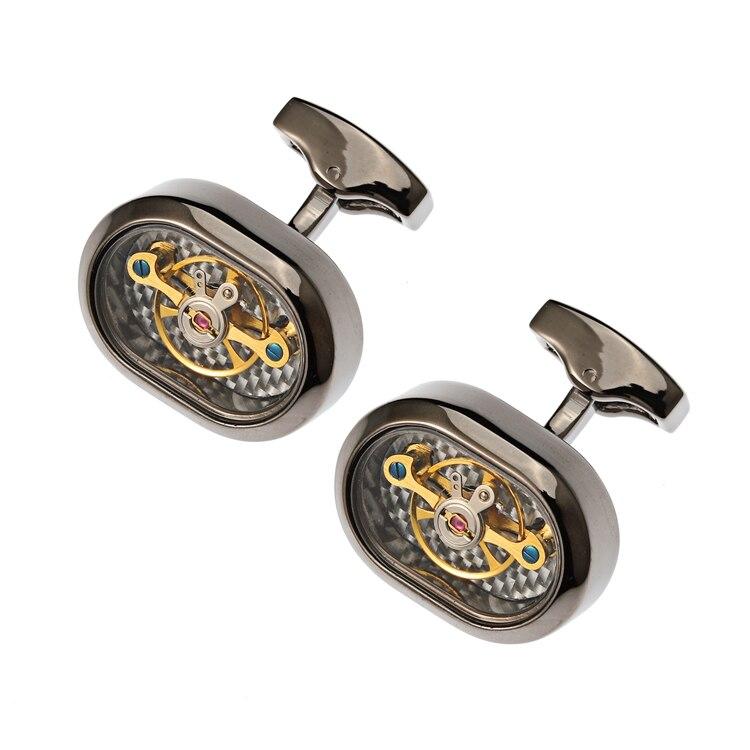 Mechanical Movement Tourbillon Cufflinks GR Black Gun Plated 