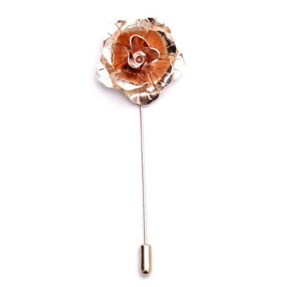 Metal Rose Flower Lapel Pin GR 