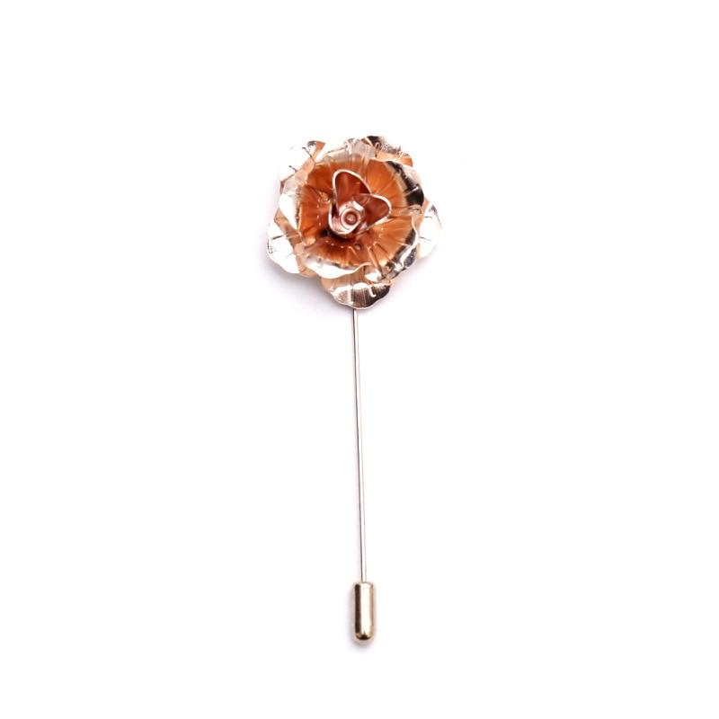 Metal Rose Flower Lapel Pin GR Rose gold 
